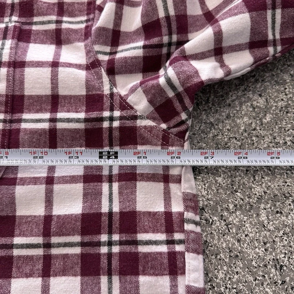 Eddie Bauer Flannel Shirt Mens XXL Thick Vintage Long Sleeve Plaid Burgundy